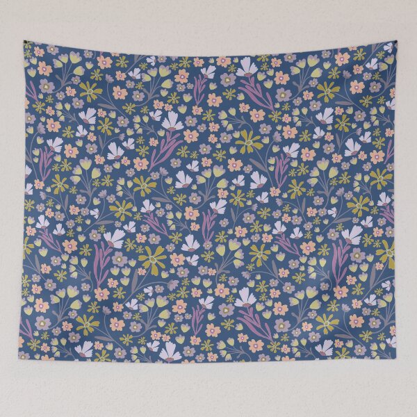 Item preview, Folk Floral - Blue Pink Olive designed and sold by KBurnsArt.
