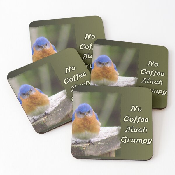 Item preview, Grumpy Bluebird Coffee Green designed and sold by Denise Larson.