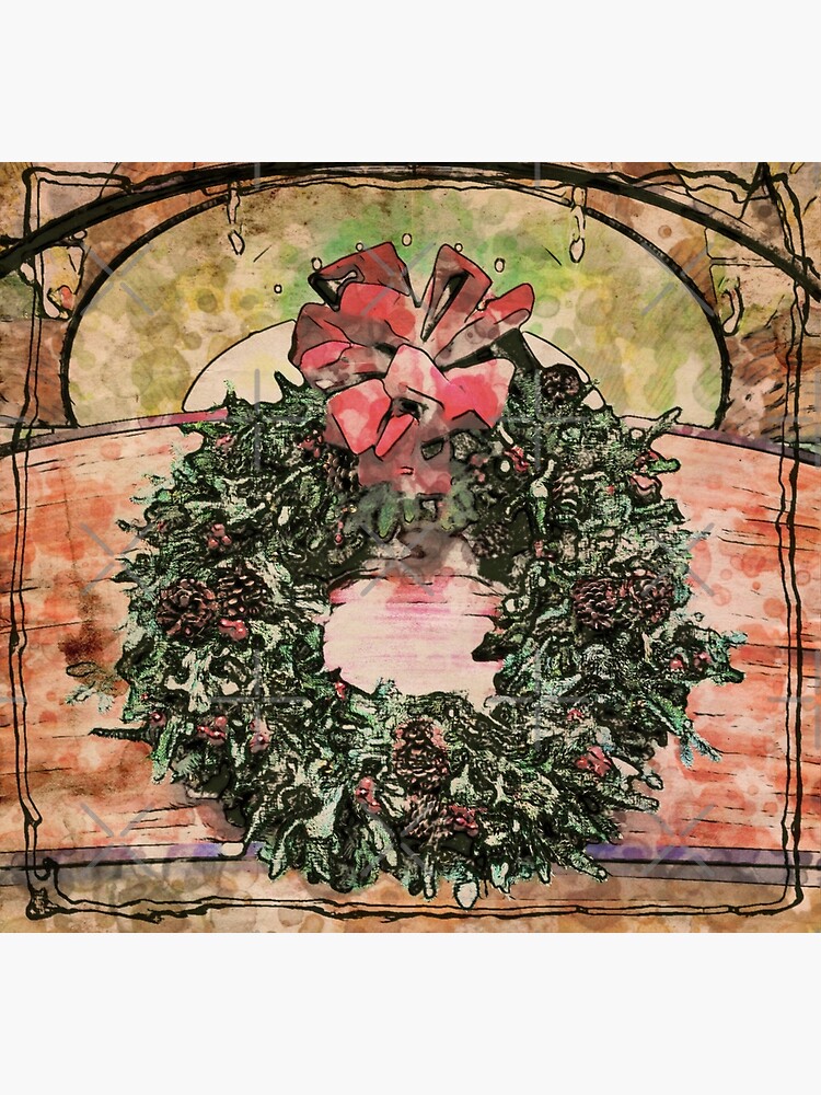 Joyful Wreath - Christmas in July by OneDayArt