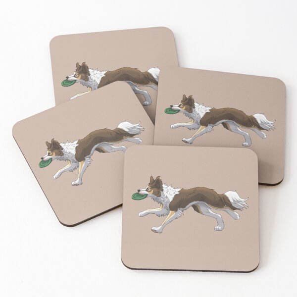 Item preview, Running Tricolor Brown Border Collie with Frisbee  designed and sold by Bamsdrawz.