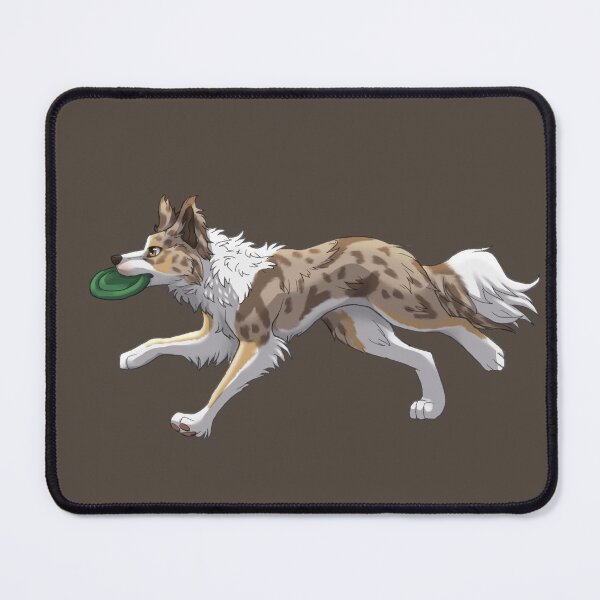 Item preview, Running Tricolor Brown Lilac Merle Border Collie with Frisbee designed and sold by Bamsdrawz.
