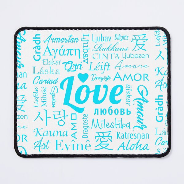 Item preview, Word love in several languages and in blue color designed and sold by TUNARTE.
