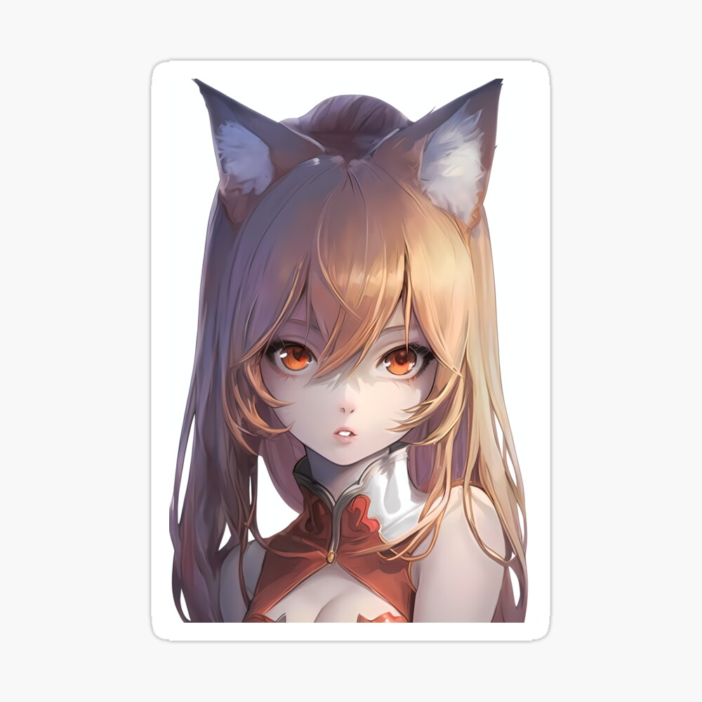 Cute anime fox wild animal sticker - TenStickers