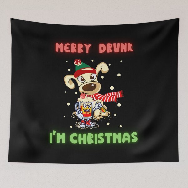Item preview,  Merry Drunk I'm Christmas -  Funny Christmas Drinking - Cute Dog designed and sold by Georgy09.