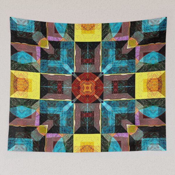 Item preview, POWERFUL LUMINOUS RADIAL COSMIC LABYRINTH PATCHWORK -  SPIRITUAL AWAKENING CUBIC GEOMETRIC ART PATTERN IN DEEP* designed and sold by Ralek.
