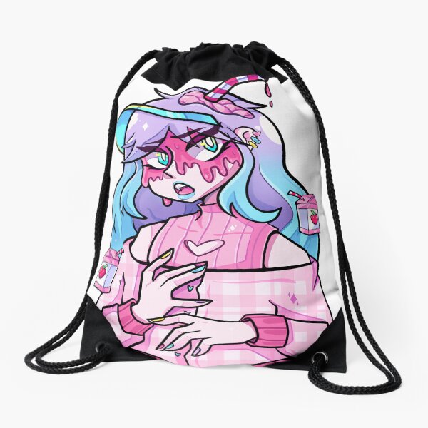 Strawberry Brain Drawstring Bag