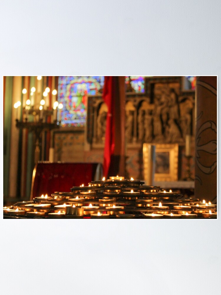 Prayer Candles and Stained Glass in Notre Dame Poster for Sale by Sara  Fideler