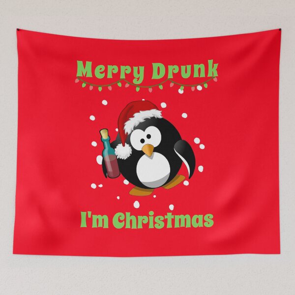 Item preview,  Merry Drunk I'm Christmas -  Funny Christmas Drinking - Cute Penguin designed and sold by Georgy09.