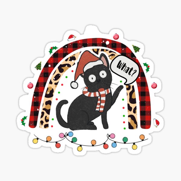 Christmas cat closeup Black cat awareness Sticker