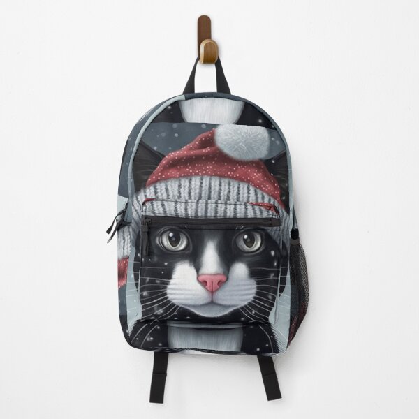 Item preview, Black cat in red winter hat designed and sold by BexStix.