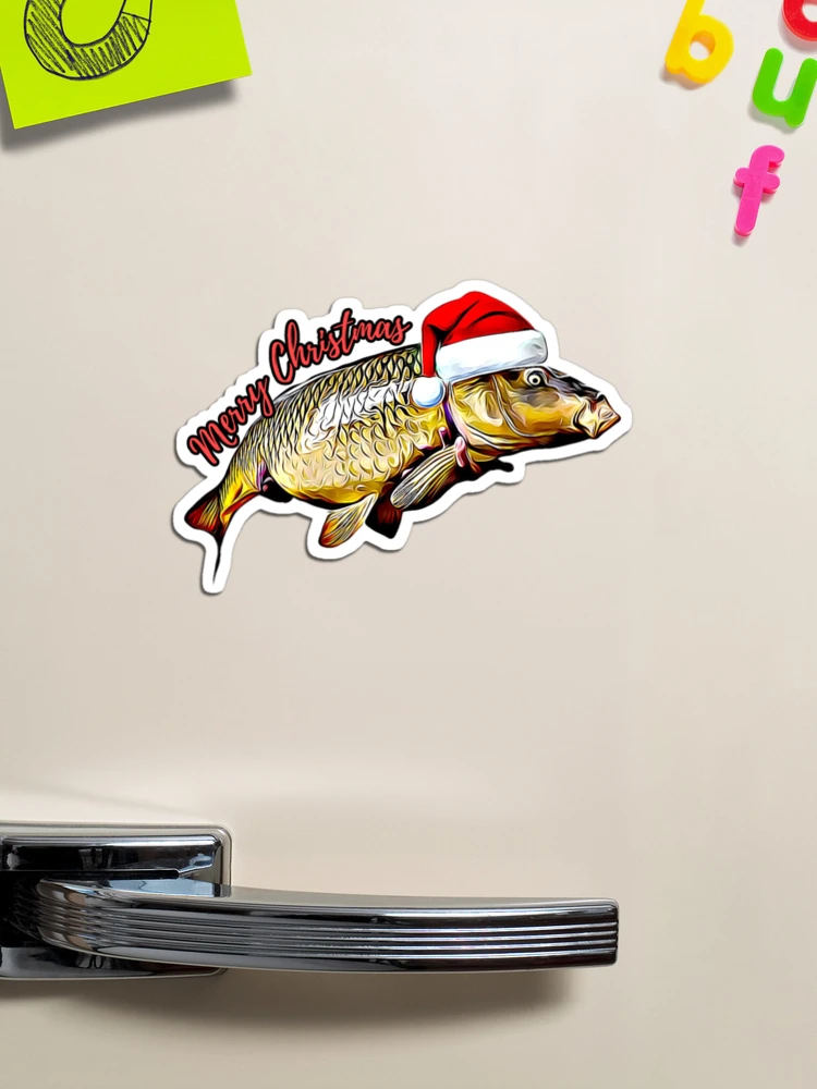 Merry Christmas - Carp Santa Hat Magnet for Sale by KiziuMiziu