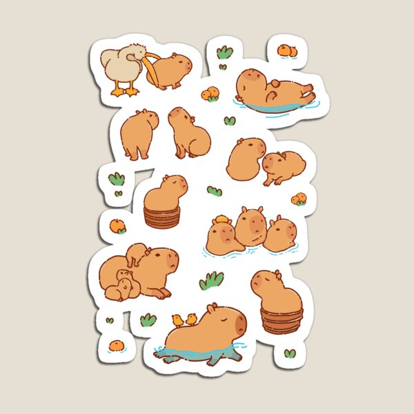Cute capybara art, illustration seamless pattern Magnet for Sale by  manydoodles