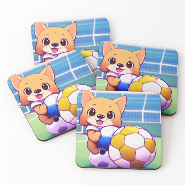 Item preview, Chibi Anime Dog Holding Soccer Ball designed and sold by BAYFAIRE.