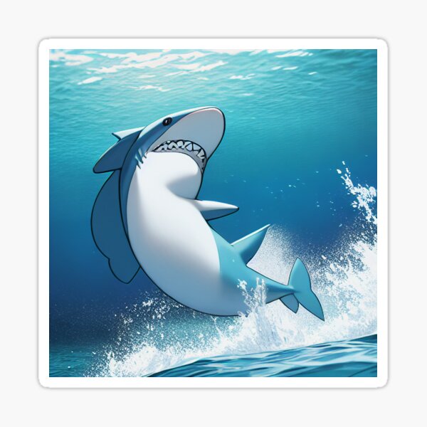 Vintage Shark Splashing in the Ocean Sticker