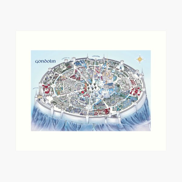 Fantasy City Gondolin (street labels) Art Print