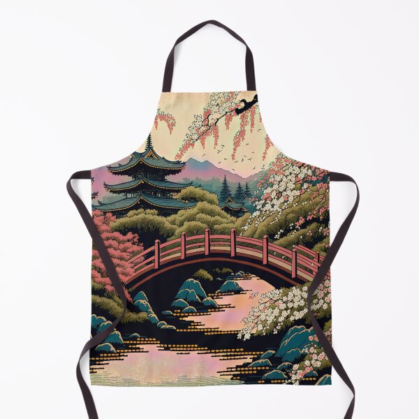 Item preview, Mount Fuji Streamwith Trees and Bridge, Woodblock Style designed and sold by loraleiffxi.