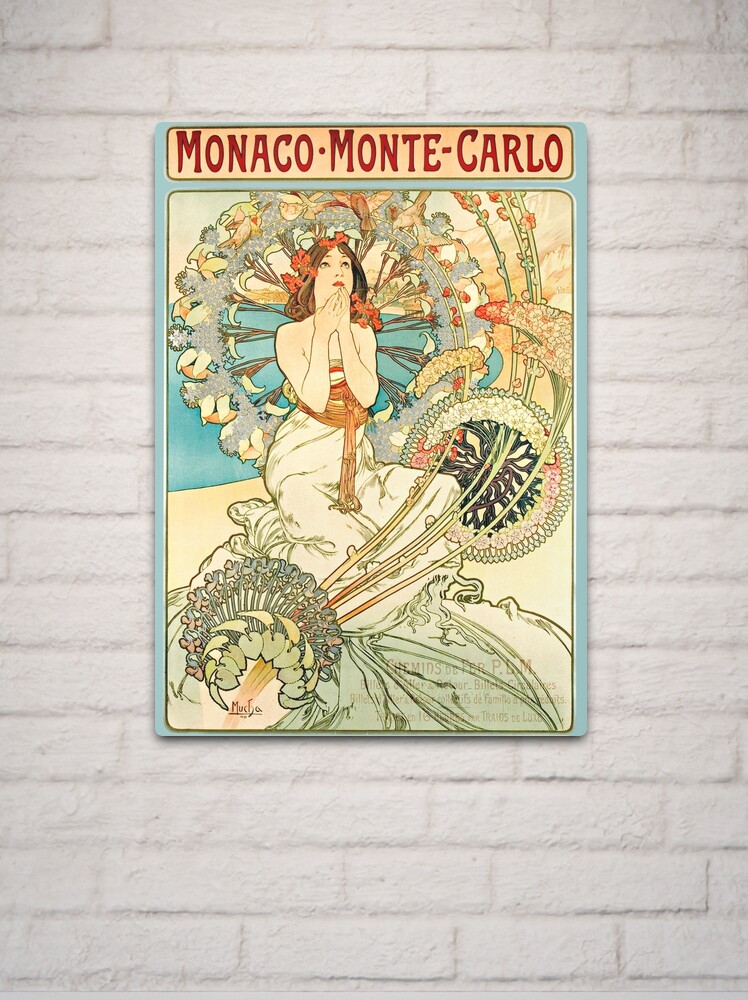 Thumbnail 2 of 4, Metal Print, Alphonse Mucha - Monaco Monte Carlo - Art Nouveau designed and sold by ArtMemory.