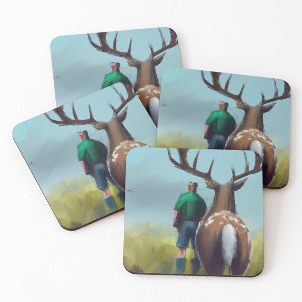 Item preview, AI Generated Art- Painting of Man Hunting with Deer in Field designed and sold by Cowboy Folly.