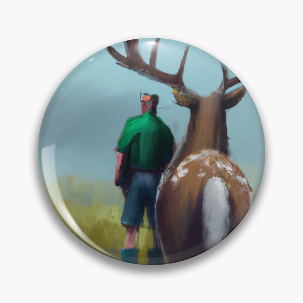 Item preview, AI Generated Art- Painting of Man Hunting with Deer in Field designed and sold by Cowboy Folly.