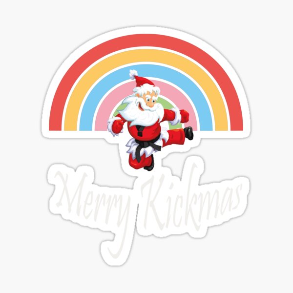 Merry Kickmas Retro Vintage Santa Clauss Kick Art Sticker For Sale By Blackcoin Redbubble