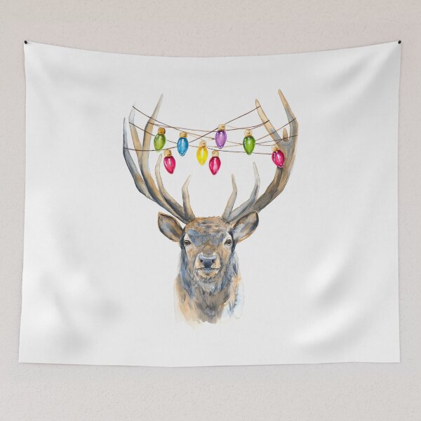 Item preview, Reindeer Christmas Watercolor, Cute Deer Art, Funny Holiday Artwork designed and sold by LukeKanelov.