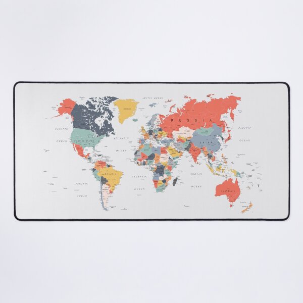 Aperçu de l'œuvre Carte du monde aux couleurs joyeuses créée et vendue par UrbanEpiphany.