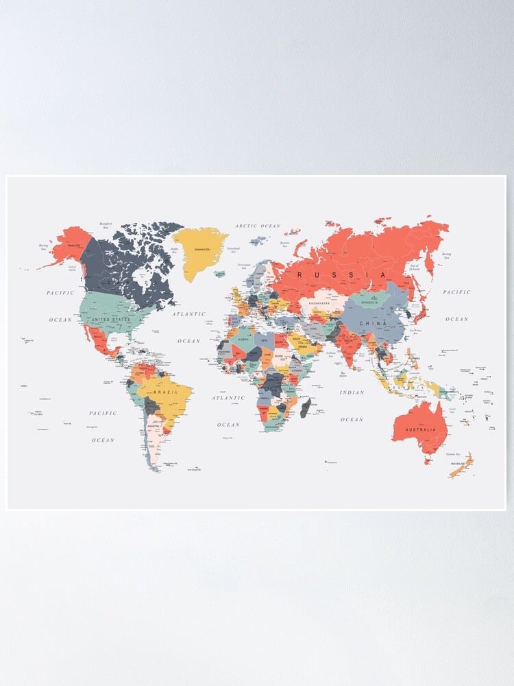 Thumbnail 1 of 3, Poster, World Map in Happy Colors designed and sold by UrbanEpiphany.