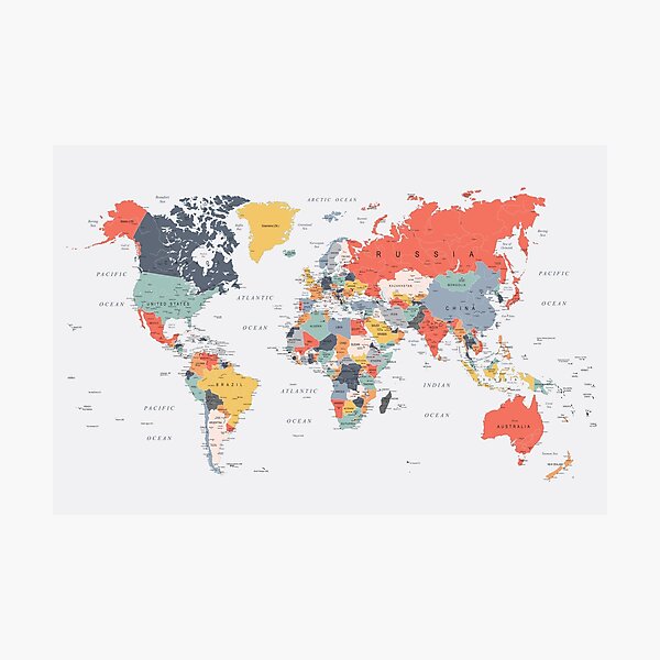 World Map in Happy Colors Photographic Print