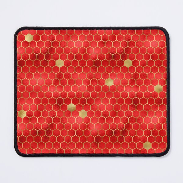 Item preview, Red and gold beehive honeycombs in pattern designed and sold by Prettygraphe.