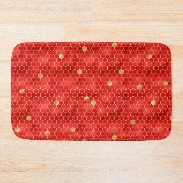 Item preview, Red and gold beehive honeycombs in pattern designed and sold by Prettygraphe.