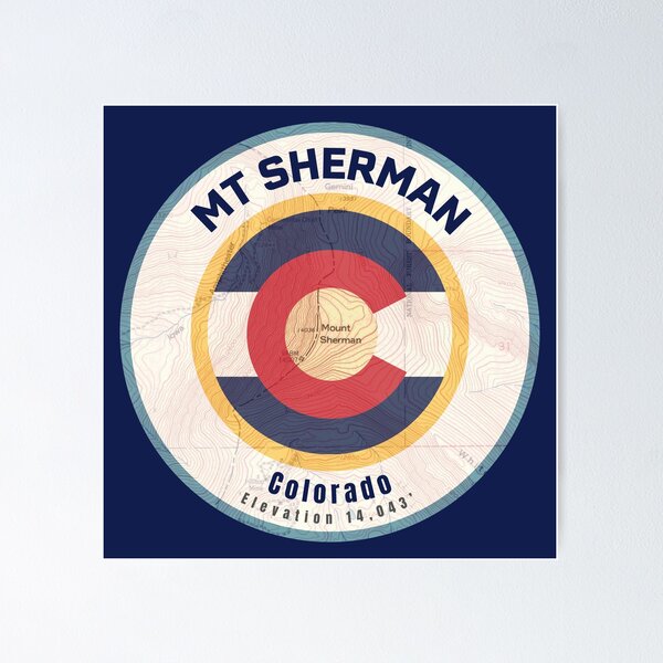 Artikelvorschau, Colorado-Gebirgskarte mit blauem Rand – Mt. Sherman entworfen und verkauft von Willz Designz.