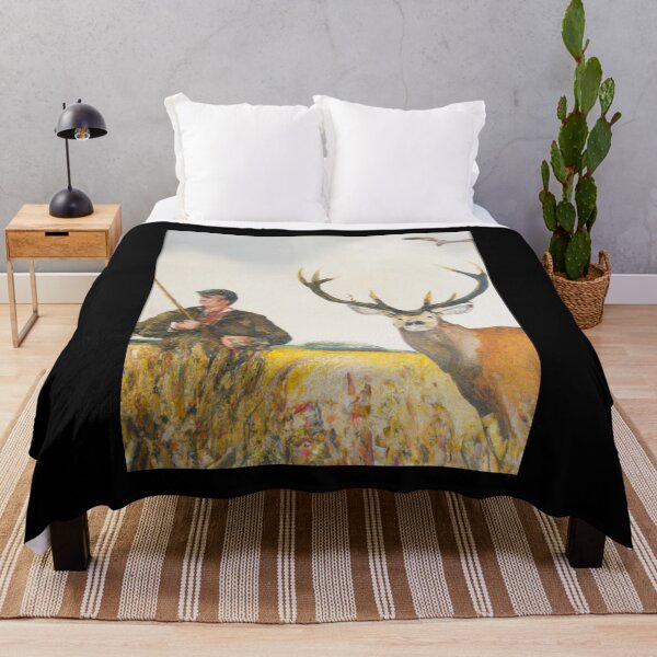 Item preview, AI Generated Art- Painting of Man Hunting with Deer in Field designed and sold by Cowboy Folly.