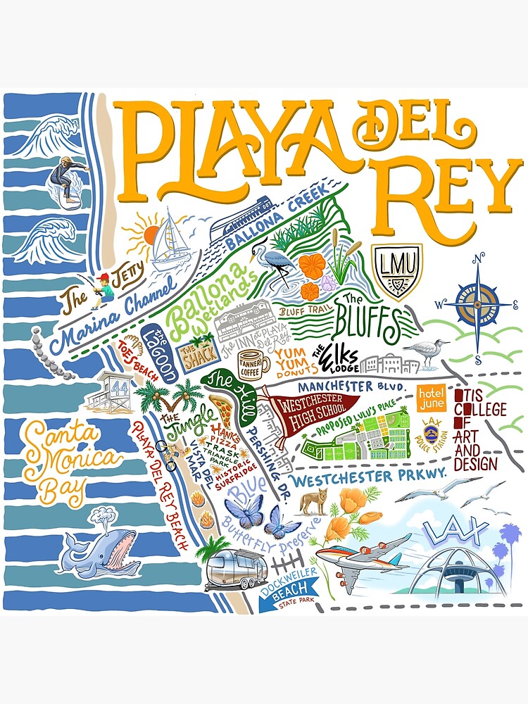 "PLAYA DEL REY ILLUSTRATED MAP" Poster for Sale by iheartpdr  Redbubble