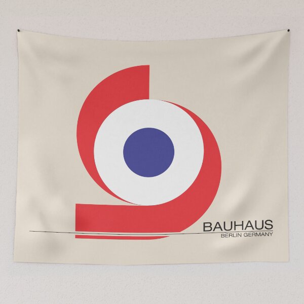 Item preview, Bauhaus - Retro / Art Deco architecture discipline from Berlin, Germany - Available in posters, etc - Red and blue bauhaus designed and sold by ArcFoundationCo.