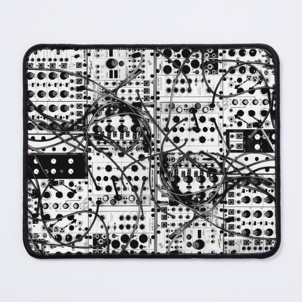 Item preview, analog synthesizer modular system - black and white illustration designed and sold by ohaniki.