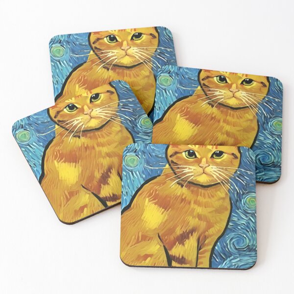 Aperçu de l'œuvre Van Gogh Style Kitty Cat Design Oeuvre Peinture créée et vendue par StickerBird.