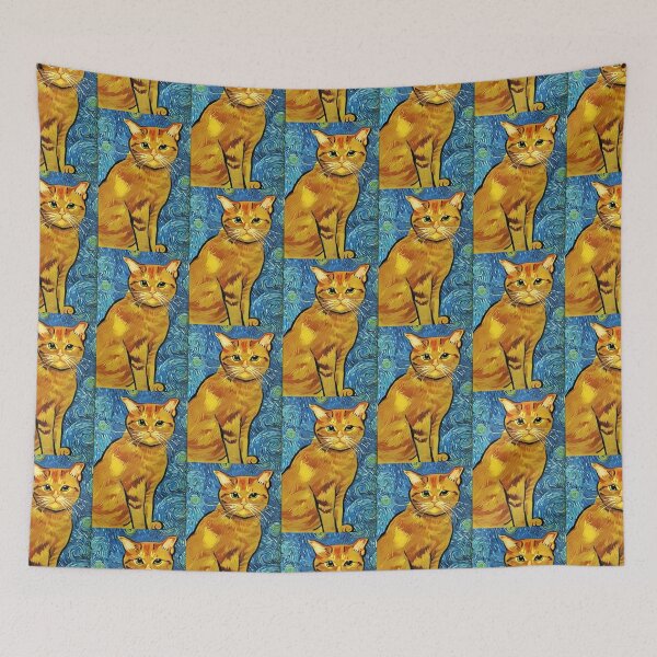 Item preview, Van Gogh Style Kitty Cat Design Artwork Painting designed and sold by StickerBird.