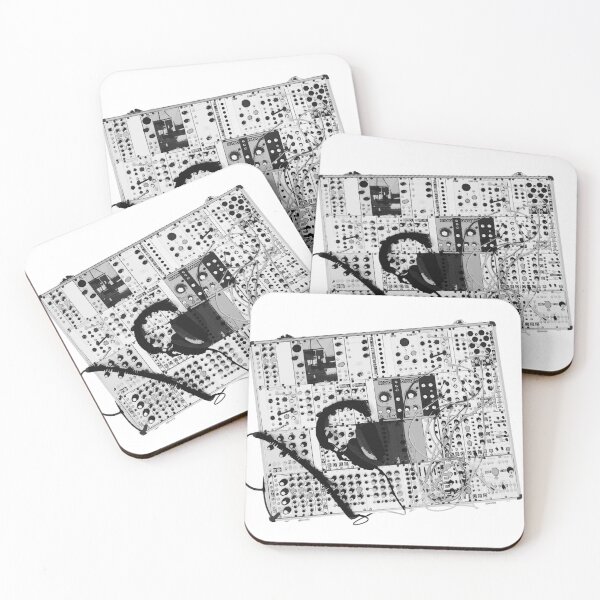 Item preview, analog synthesizer illustration b&w - music equipment designed and sold by ohaniki.