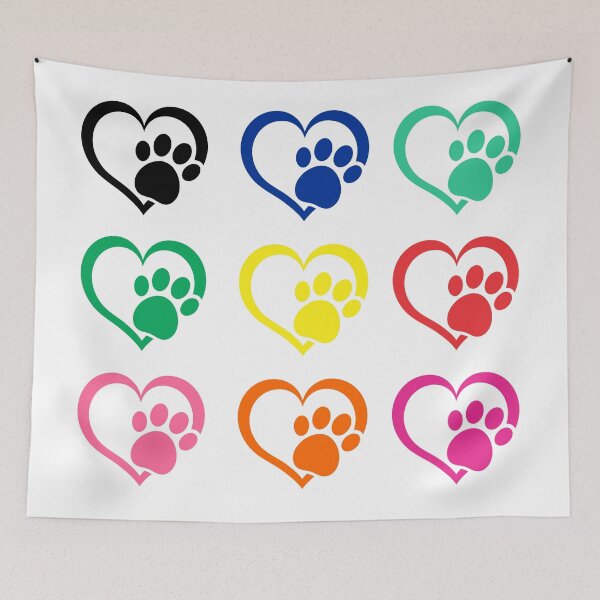 Item preview, dog paw and heart rainbow colors - dog lover paws colorful pattern - beautifull color dog paws designed and sold by wear4gamers.