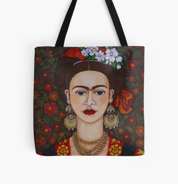 Frida with butterflies All Over Print Tote Bag