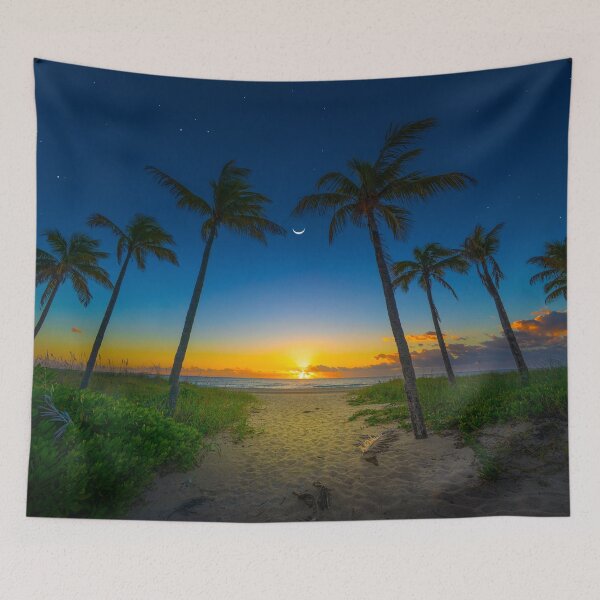 Item preview, Ocean Sunrise with Crescent Moon designed and sold by VisualVoyages.