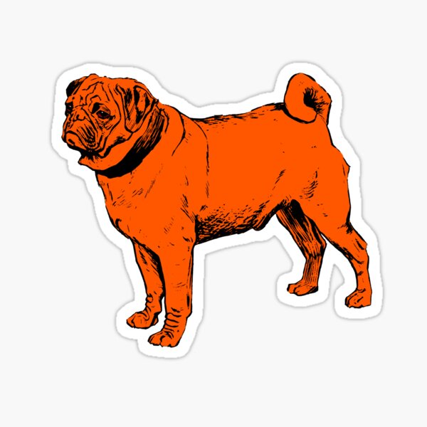 "Cute Pug dog in Orange and Black Dogs world" Sticker for Sale by