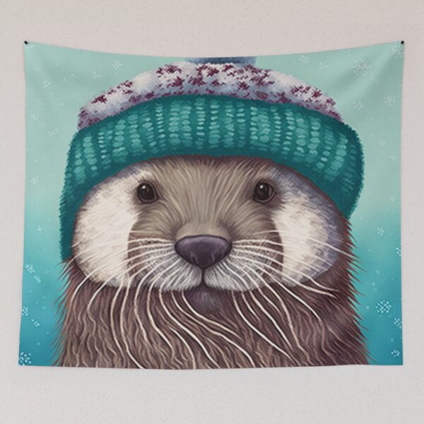 Item preview, Otter in winter hat designed and sold by BexStix.