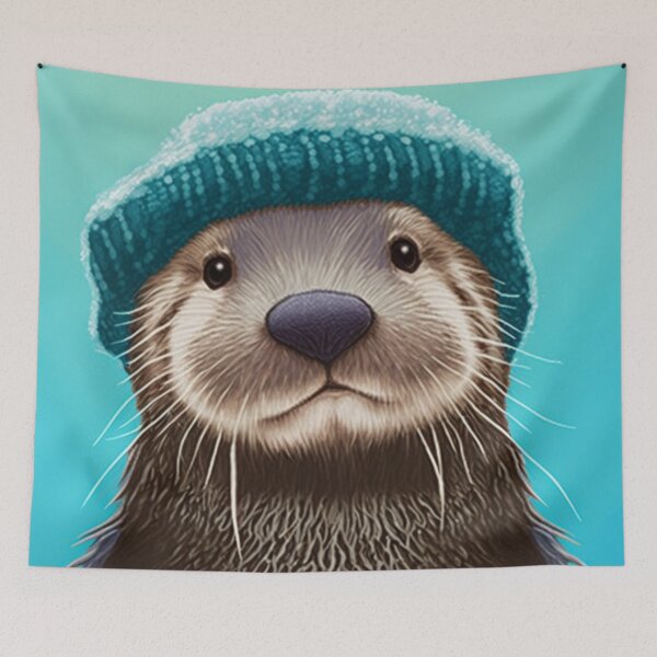 Item preview, Otter in blue winter hat designed and sold by BexStix.