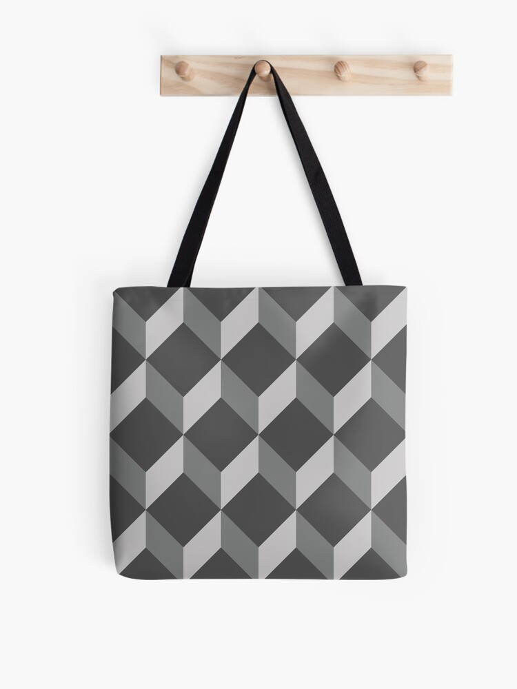 Geometric 3d cube pattern - retro design - grey | Tote Bag