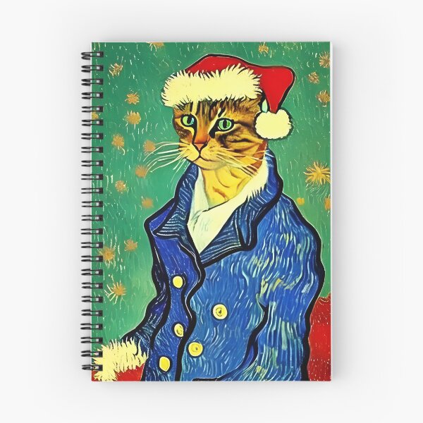 Artikelvorschau, Niedliche Weihnachtskatzen-Entwurfs-Grafik Van Gogh entworfen und verkauft von StickerBird.