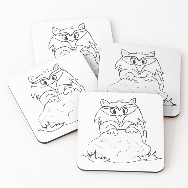 Item preview, A raccoon hides behind a rock designed and sold by Pentagonien.
