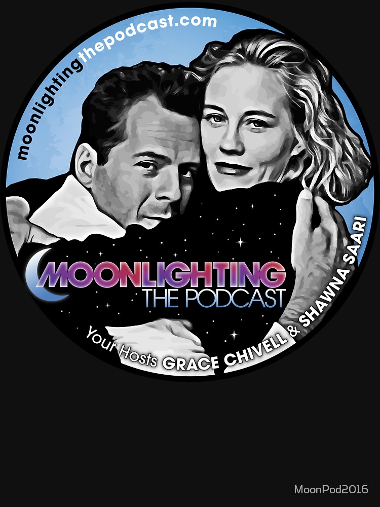 Thumbnail 3 of 3, Fitted T-Shirt, Moonlighting The Podcast Show Logo designed and sold by MoonPod2016.