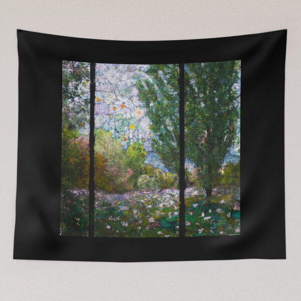Item preview, Stained Glass of Monet Landscape  (AI Generated Art) designed and sold by Cowboy Folly.