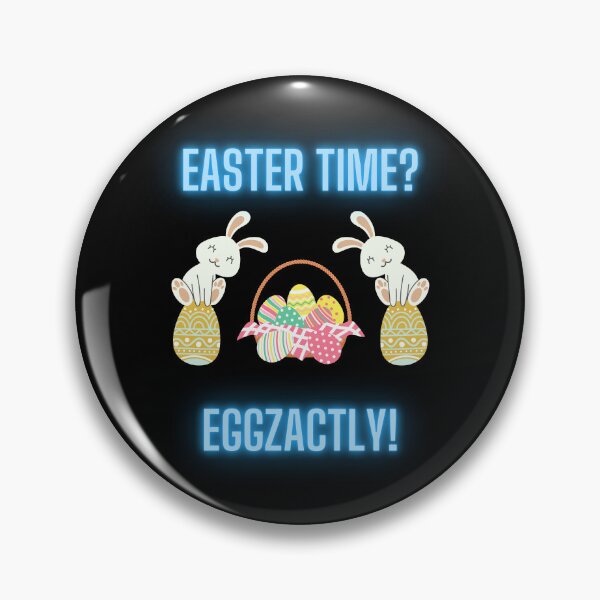Aperçu de l'œuvre Temps de Pâques? Eggzactly! (texte bleu) créée et vendue par DEDDesign.